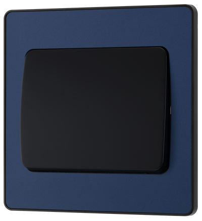PCDDB12WB Front - This Evolve Matt Blue 20A 16AX single light switch from British General will operate one light in a room. The 2 way switching allows a second switch to be added to the circuit to operate the same light from another location (e.g. at the top and bottom of the stairs). 