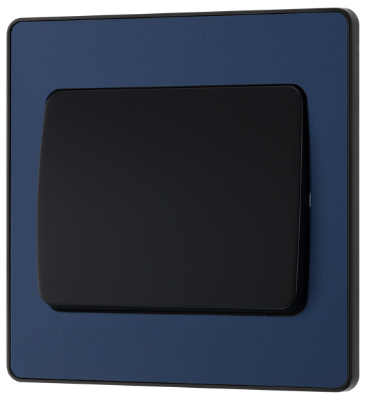 PCDDB12WB Front - This Evolve Matt Blue 20A 16AX single light switch from British General will operate one light in a room. The 2 way switching allows a second switch to be added to the circuit to operate the same light from another location (e.g. at the top and bottom of the stairs). 