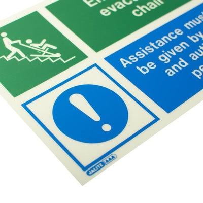 Evacuation Chair Sign by Jalite signs (Safelincs-JS4036DDR)