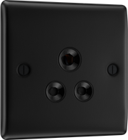 BG NFB29B Nexus Metal Unswitched Round Pin Socket 5A - Black Insert - Matt Black by British General (BG-NFB29B-SA_1)