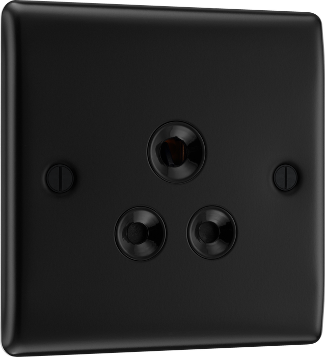 BG NFB29B Nexus Metal Unswitched Round Pin Socket 5A - Black Insert - Matt Black