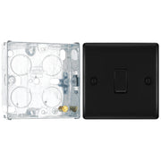 BG Nexus Matt Black 20A 16AX Intermediate Light Switch NFB13 with 25mm Steel Back Box by British General (BG-NFB13+HGS02)