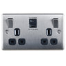 BG NBS22UACB Double 13 Amp Socket Outlet with A and C type USB Charger 3A Switched Socket by British General (BG-NBS22UACB)