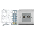 BG Nexus Brushed Steel Double Isolated Co-Axial Socket NBS63 with 35mm Steel Back Box