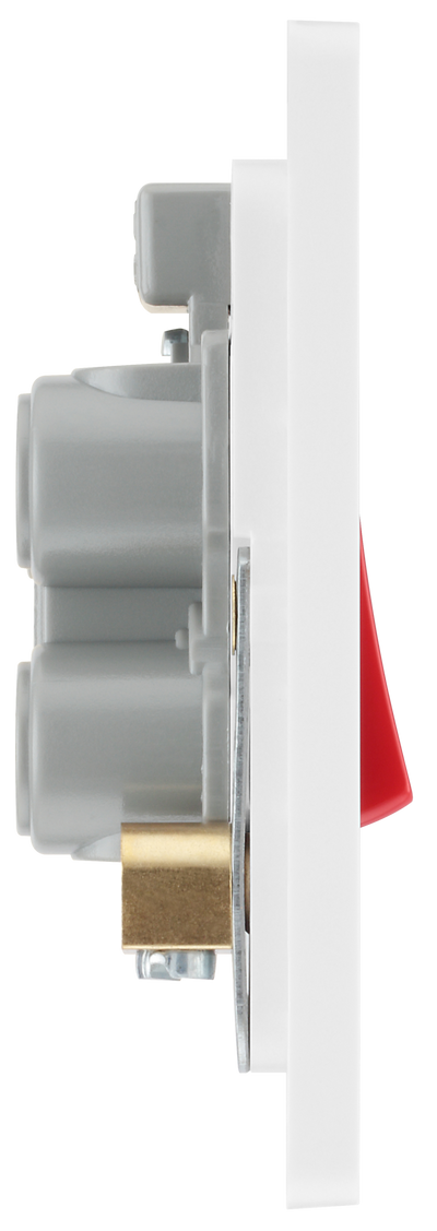BG PCDCL74W Pearlescent White Evolve 45A 2 Pole LED Switch - White Insert