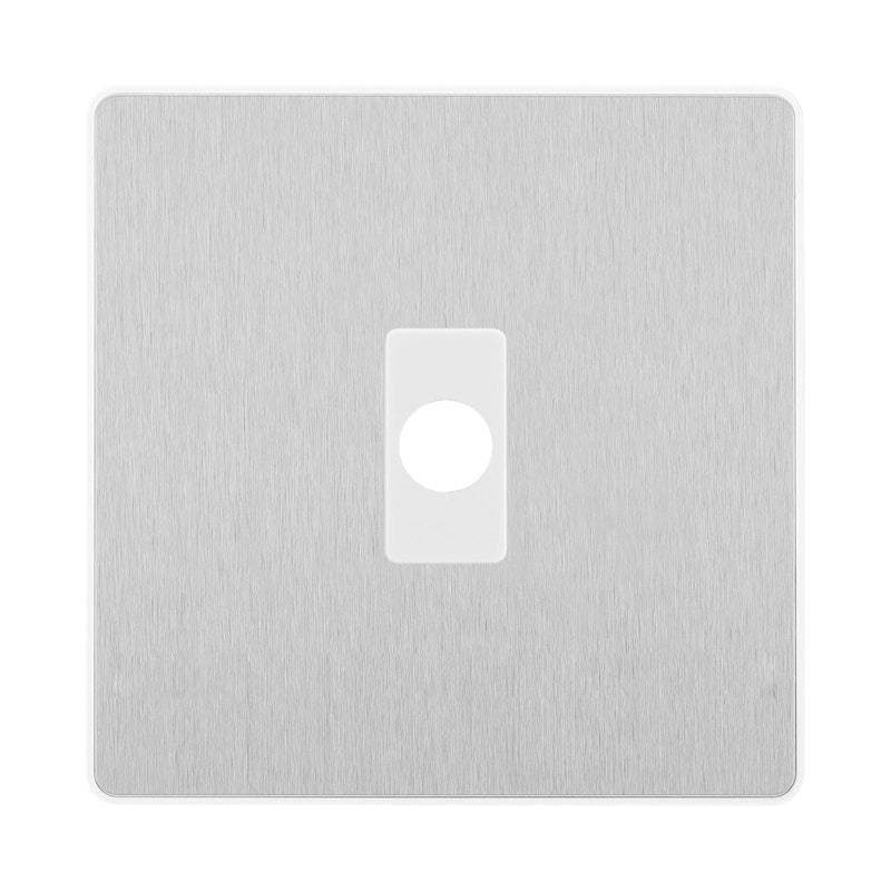 BG Evolve Brushed Steel Flex Outlet Socket White Insert PCDBSFLEXW