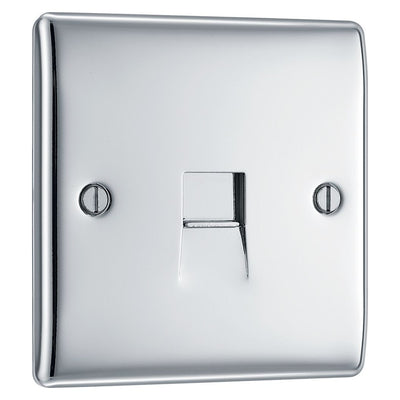 BG Nexus Polished Chrome Single Master Telephone Socket NPCBTM1 with 35mm Steel Back Box