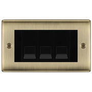 BG Nexus Antique Brass 3 Gang IDC Secondary Telephone Socket - Black Insert by British General (BG-NABBTS3B)