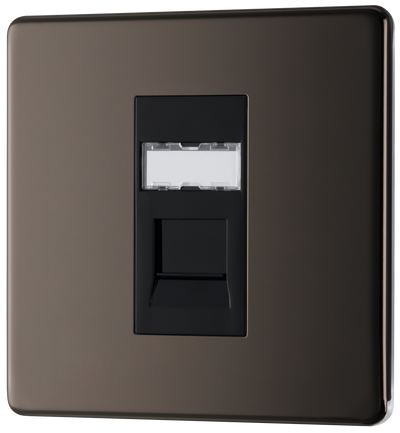 BG FBNRJ451 Nexus Screwless Flat-Plate Single RJ45 Data Outlet Black Nickel