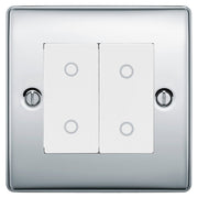 BG Nexus Polished Chrome Double Secondary Touch Dimmer Switch White Inserts NPCTDS2W by British General (BG-EMTDSW+NPCEMS2)