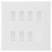 BG White 7 Gang Intermediate Custom Grid Light Switch with Back Box by British General (BG-NEXUS-WM-7G-CUSTOM-7X INT SWITCH)