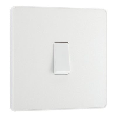 BG Evolve Pearlescent White 20A 2 Way Single Light Switch PCDCL12W with 35mm Steel Back Box