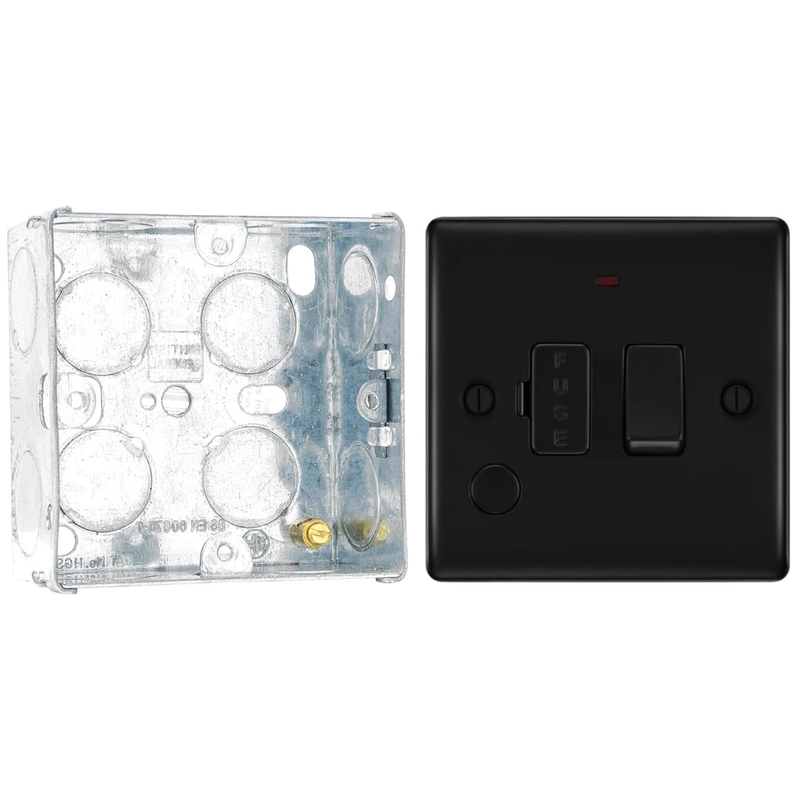 BG Nexus Matt Black 13A Flex Output Neon Switched Fused Connection Unit NFB53 with 35mm Steel Back Box