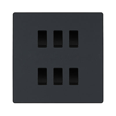 BG Evolve Matt Grey 5 Gang Custom Grid Light Switch by British General (BG-Evolve-MG-5G-CUSTOM-LIGHT-SWITCH)