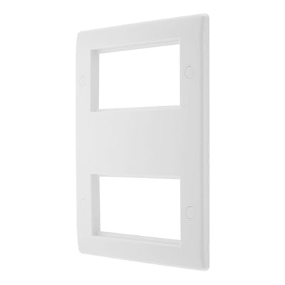 BG 8EM8 Round Edge | White | 2x 4 Module Double Stack Quad Euro Module Faceplate