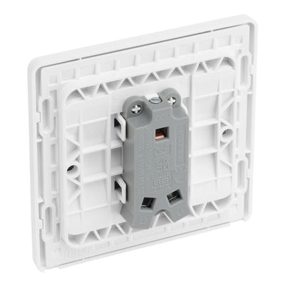 BG Evolve Pearlescent White 1G Wide Rocker Light Switch PCDCL12WW with 35mm Steel Back Box