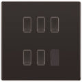 BG Black Nickel Screwless 5 Gang 2 Way Custom Grid Light Switch with Back Box Included