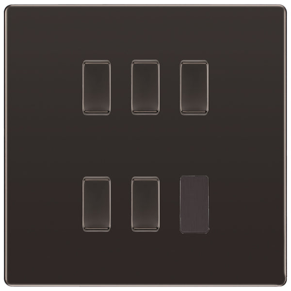 BG Black Nickel Screwless Flat Plate 5 Gang Light Switch Custom Switch