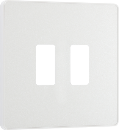 BG RPCDCL2W Evolve Grid Pearlescent White 2 Module Square Front Plate - White Trim
