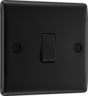 BG NFB31 Nexus Metal Matt Black 1 Gang 20A Double Pole Neon Switch by British General (BG-NFB31-Shopify-SA_1)