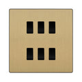 BG Evolve Satin Brass 6 Gang Intermediate Custom Grid Light Switch with Back Box Included