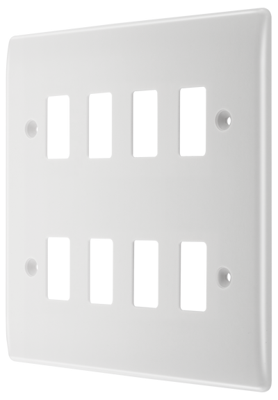 BG R88 Nexus Grid | White | Moulded 8 Module Front Plate by British General (BG-R88)