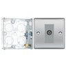 BG Nexus Brushed Steel Single Isolated Co-Axial Socket NBS62 with 25mm Steel Back Box by British General (BG-NBS62+HGS02)