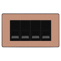 BG Evolve Polished Copper 4 Gang Master Telephone Socket, Screw Terminal - Black Insert
