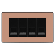 BG Evolve Polished Copper 4 Gang Master Telephone Socket, Screw Terminal - Black Insert by British General (BG-PCDCPBTMS4B)