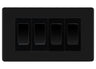 BG Matt Black Screwless 4 Gang Intermediate Light Switch Custom Grid - Black Insert by British General (BG-SCRL-FB-4G-Combo-4x INT-BL)