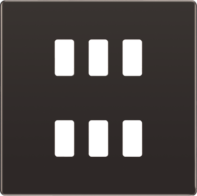 BG RFBN6 Nexus Screwless Grid Black Nickel 6 Module Front Plate