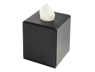 Corby Highland Cube Tissue Box Cover in Black Leather by Corby of Windsor (Corby-26815)