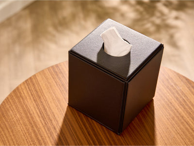 Corby Highland Cube Tissue Box Cover in Black Leather by Corby of Windsor (Corby-26815)
