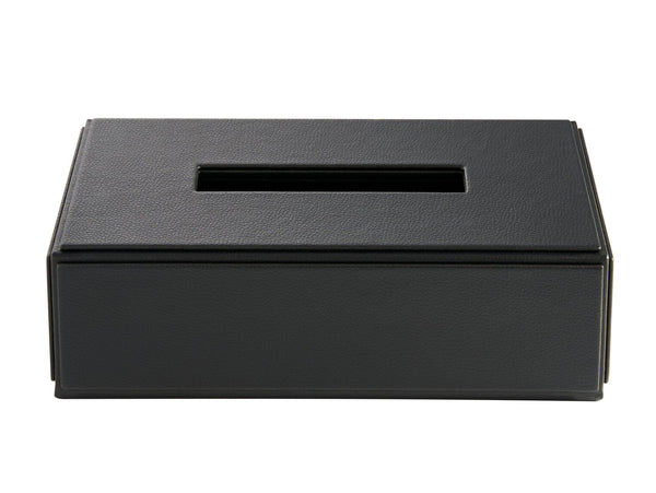 Corby Highland Rectangular Tissue Box Cover in Black Leather