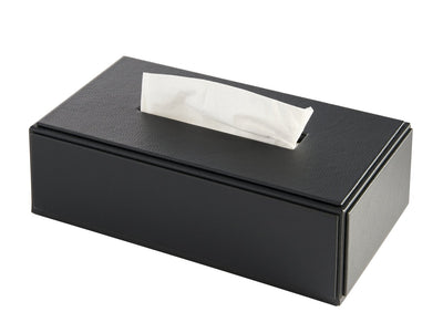 Corby Highland Rectangular Tissue Box Cover in Black Leather by Corby of Windsor (Corby-26816)