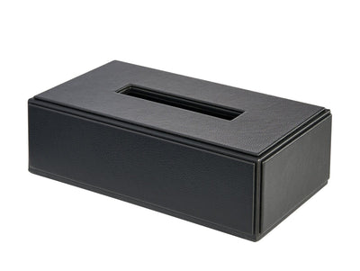 Corby Highland Rectangular Tissue Box Cover in Black Leather by Corby of Windsor (Corby-26816)