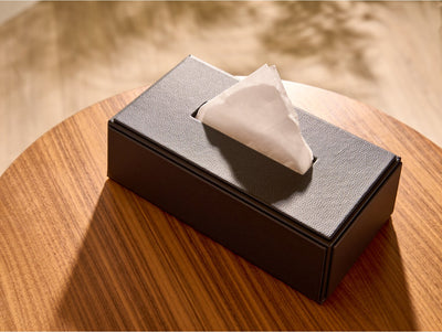 Corby Highland Rectangular Tissue Box Cover in Black Leather by Corby of Windsor (Corby-26816)