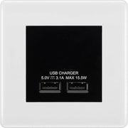 BG Nexus White Moulded Dual USB Charger 3.1A Output Socket - Black Insert by British General (BG-8EMS2+EMUSB3B)