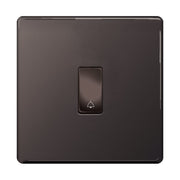 BG Screwless Black Nickel 1 Gang Retractable Bell Switch with Bell Symbol by British General (Nexus-BN-Screwless-bell-symbol-1G)