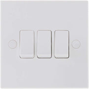 BG 943 Moulded Square Edge | White | 3 Gang 10AX 2 Way Plate Switch by British General (BG-943)