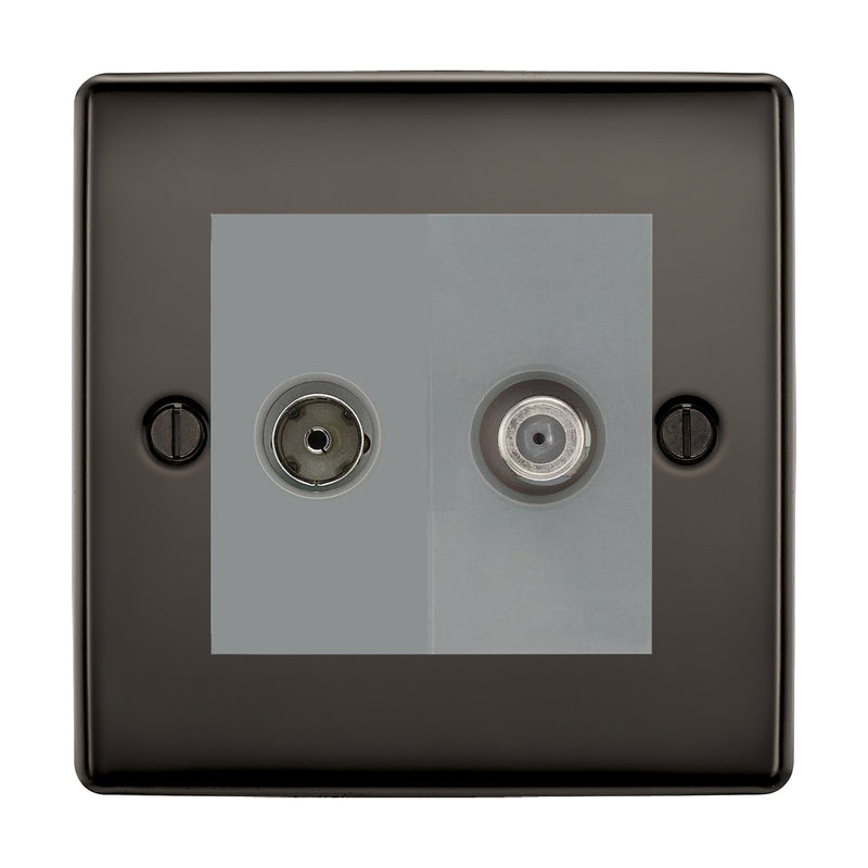 BG Nexus Metal Black Nickel TV & Satellite Socket NBN65G