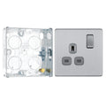 BG Screwless Brushed Steel 13A Single Socket FBS21G with 25mm Steel Back Box
