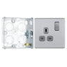 BG Screwless Brushed Steel 13A Single Socket FBS21G with 25mm Steel Back Box by British General (BG-FBS21G+HGS02)