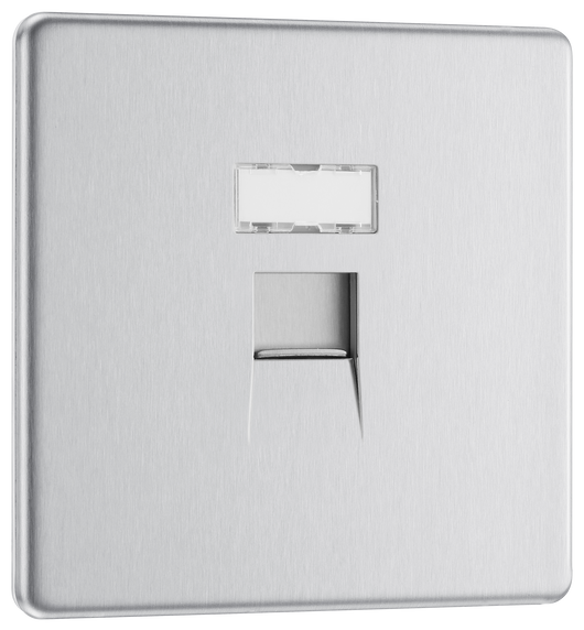 FBSRJ451 Front - This RJ45 ethernet socket from British General uses an IDC terminal connection and is ideal for home and office providing a networking outlet with ID window for identification. 