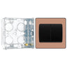 BG Evolve Polished Copper 2G Wide Rocker Light Switch PCDCP42WB with 35mm Steel Back Box by British General