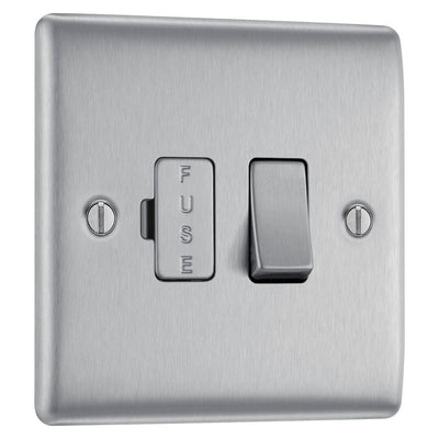 BG Nexus Brushed Steel 13A Switched Fused Connection Unit & Surface Pattress Back Box