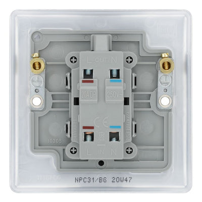 BG Nexus Metal Polished Chrome 20A DP Single Switch NPC31 with 25mm Steel Back Box