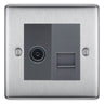 BG Nexus Brushed Steel TV Aerial & Secondary Telephone Socket Grey Insert by British General