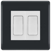 BG Part M 2 Gang 16AX Intermediate Light Switch Graphite - White Insert