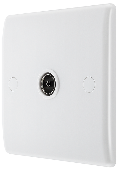 BG 860 Moulded Round Edge | White | 1 Gang Co-Axial TV Socket Outlet by British General (BG-860)